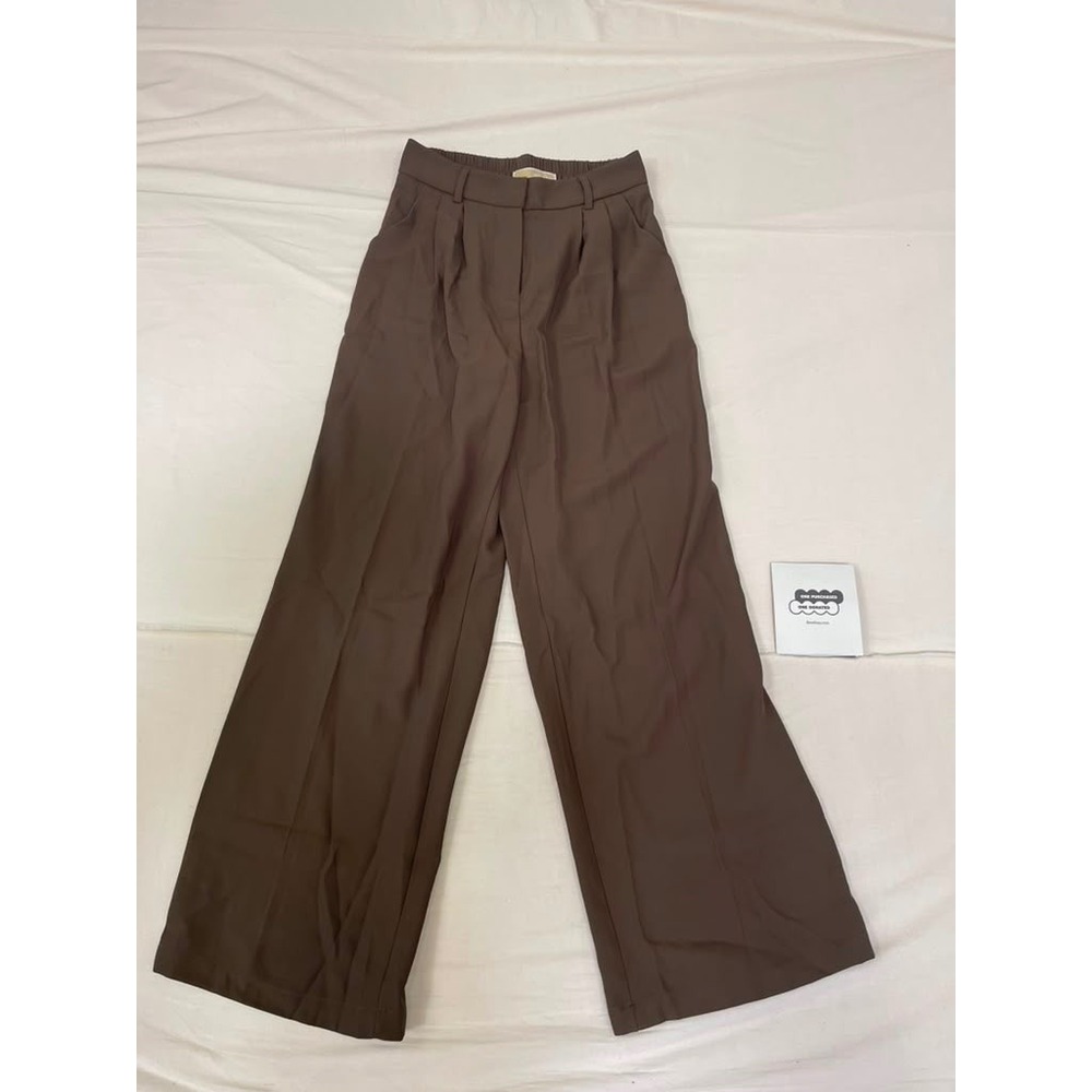 Michael Michael Kors Womens Brown Wide Leg Pleated Dress Pants Size 2
